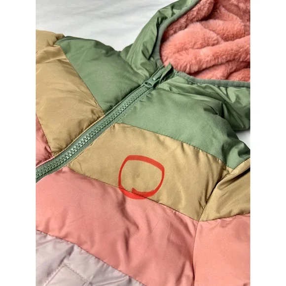 Swiss Tech Toddler Heavyweight Puffer Jacket Size 18m / Purple & Green Multic - Picture 2 of 15